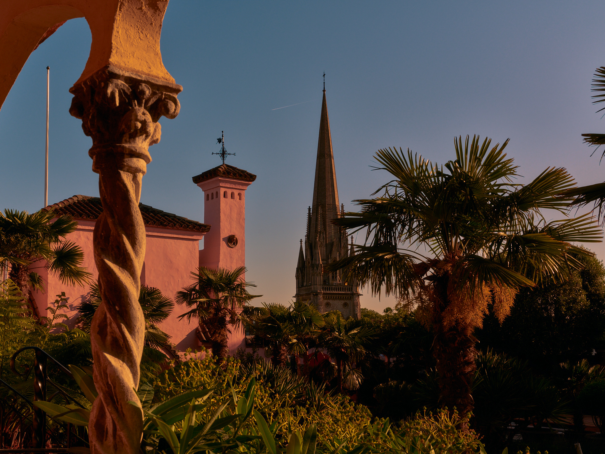 Spanish Tower and palm trees